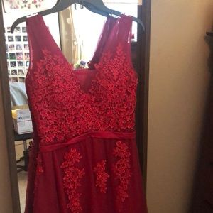 Red Floral Formal Dress